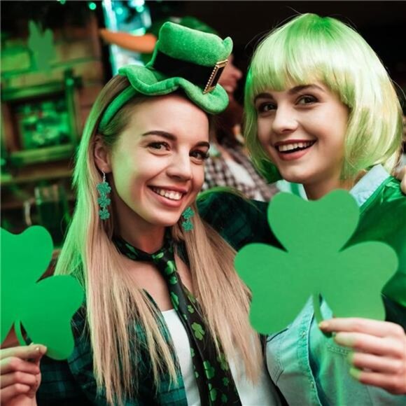 2 Pairs St. Patrick's Day Earrings - Green Hat & Shamrock Jewelry for Women - Picture 2 of 8